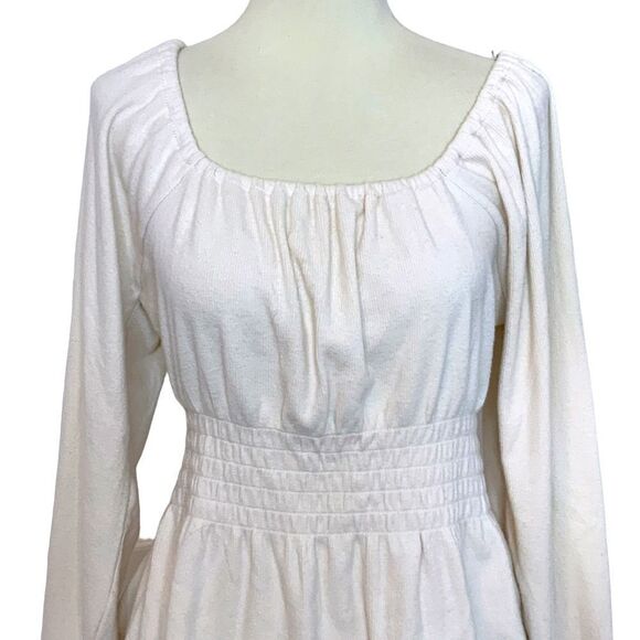 MADEWELL Shirt Blouse Off The Shoulder Cream Elastic Waist Detail Knit Size M - Picture 2 of 10